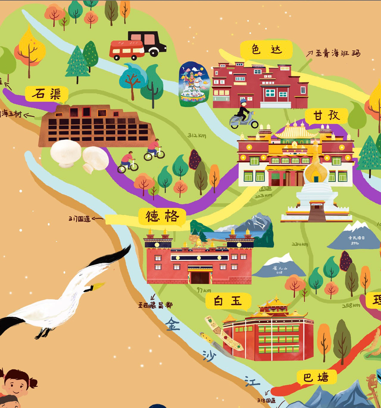 十月田镇手绘地图景区的文化宝库